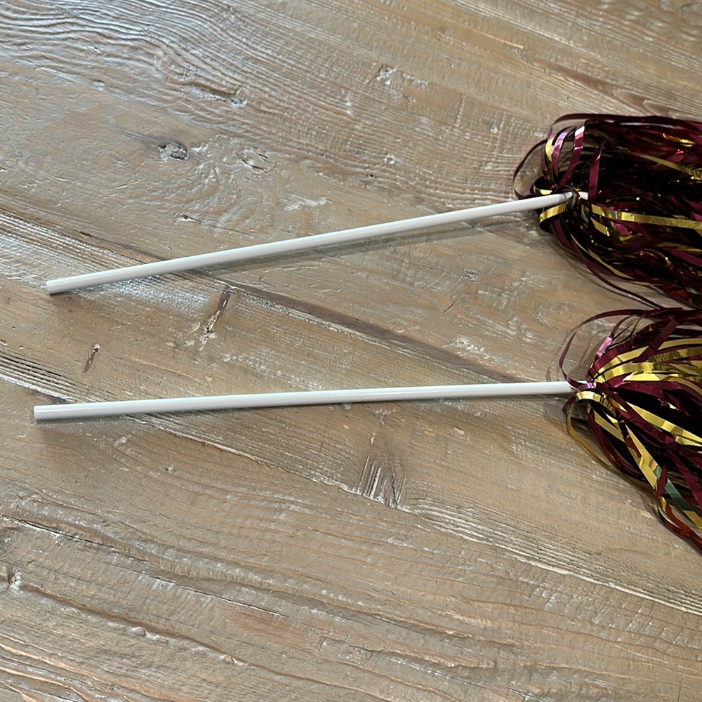 Maroon & Gold Pom Poms Set of 2 - Picture 3 of 5
